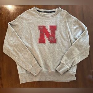 Adidas Gray Crewneck Sweatshirt with DistressedNebraska Logo
